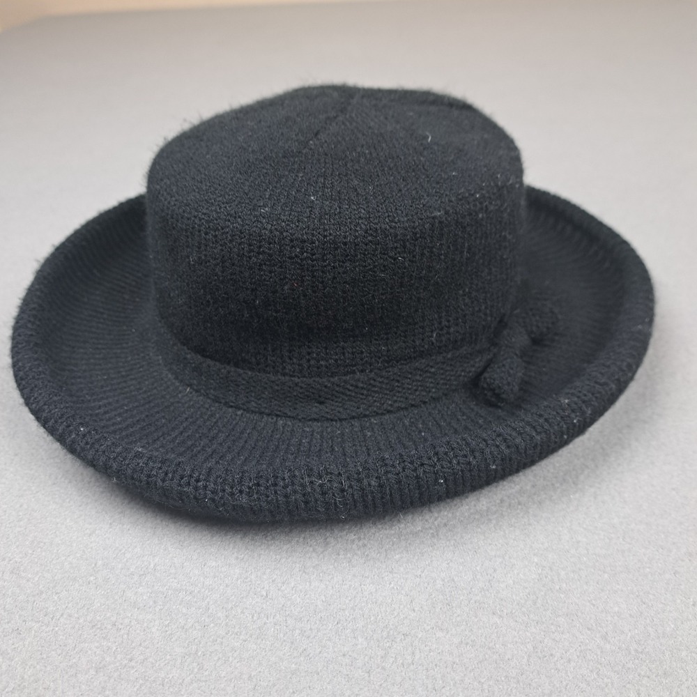 Vintage Bretton Style Hat Womens Black Water‎ Repellent Bow Accent USA Made 80s